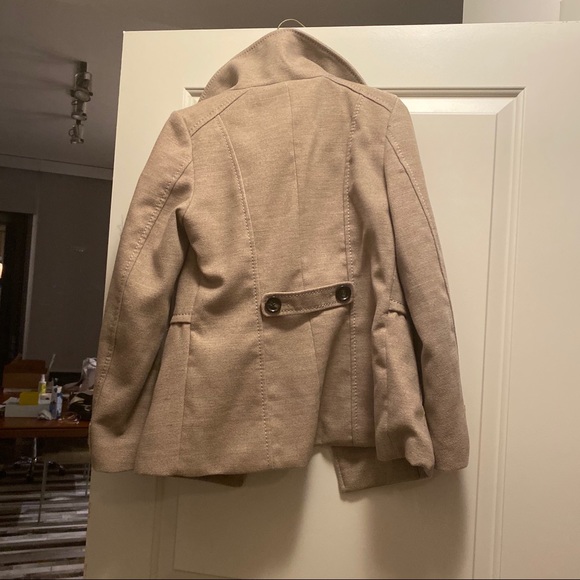 H&M Beige Funnel Neck Coat Peacoat - Picture 2 of 3